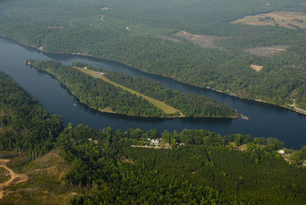 Overhead View of Mitchell Dam and Lake 