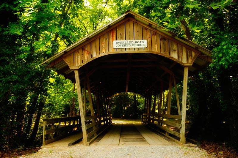 The Overland Road Covered Bridge In The Brierfield Ironworks Historical State Park