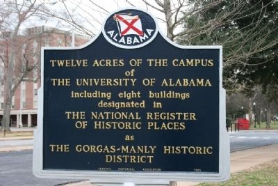 The twelve acre sign for the Gorgas-Manly Historic District
