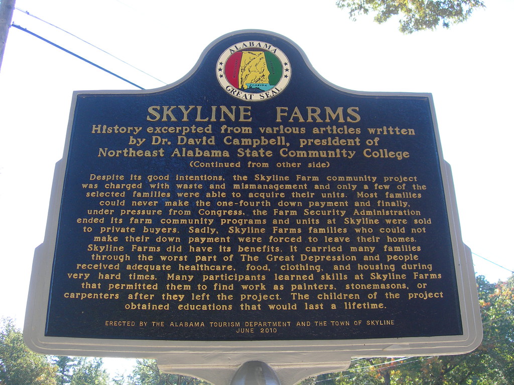Historic Marker For Skyline Farms Alabama