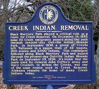 The Creek Indian Removal Historical Marker