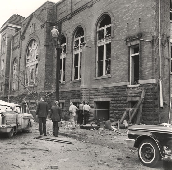 The wreckage of the 16th Street Baptist church after the bombing