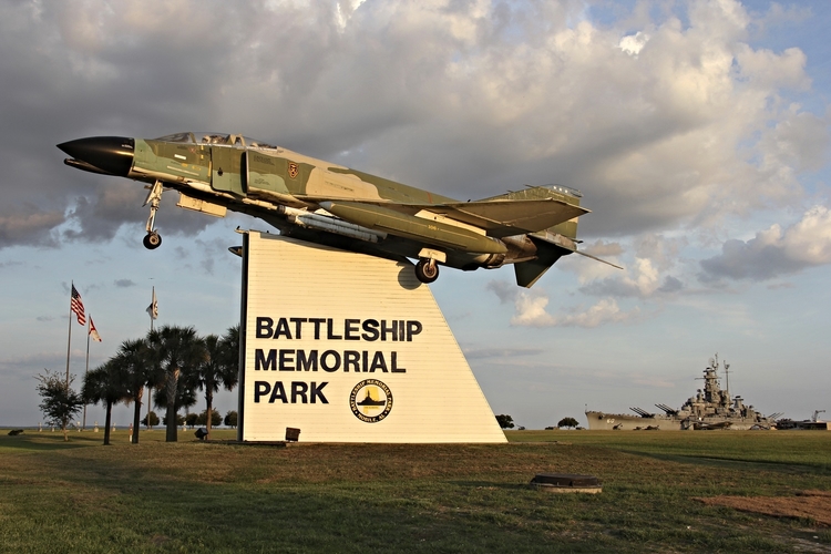 The USS Alabama Memorial Park Sign