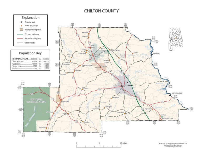 Map of Chilton County Gold Locations